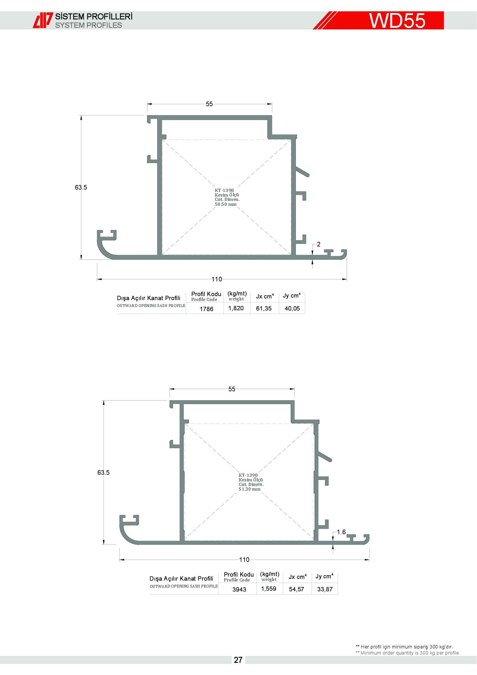 S 55 Yalıtımsız Alüminyum 24